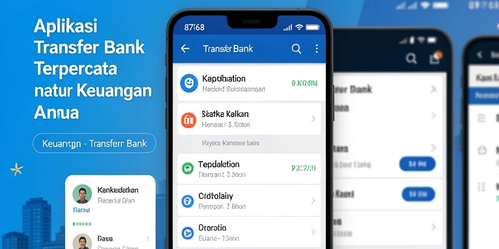 Antarmuka pengguna yang sederhana dan intuitif dari aplikasi Transfer Bank 8768.