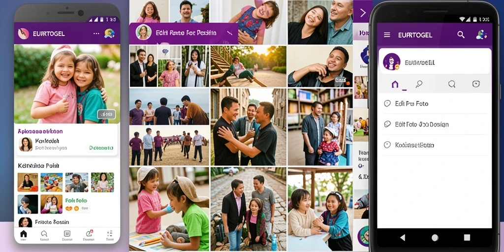 Antarmuka aplikasi EUROTOGEL dengan fitur kolase foto yang menarik.