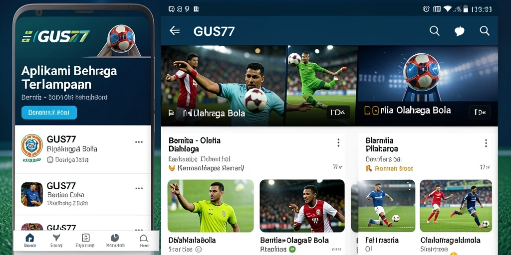 Tampilan antarmuka aplikasi GUS77 yang informatif tentang Olahraga Bola.