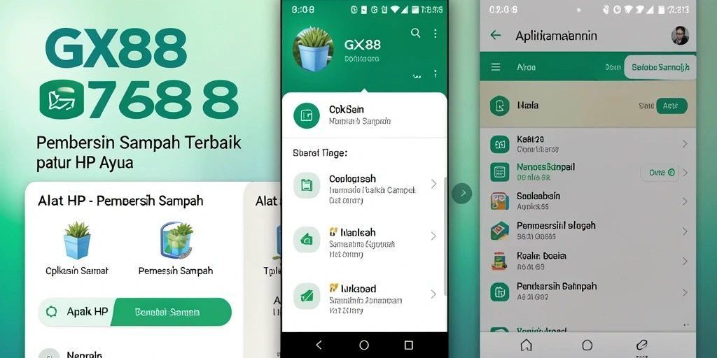Antarmuka pengguna applikasi GX88 untuk membersihkan sampah dengan mudah.