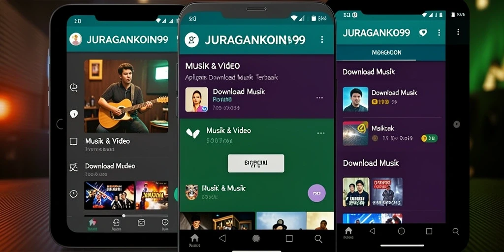 Tampilan antarmuka aplikasi JURAGANKOIN99 untuk Download Musik.
