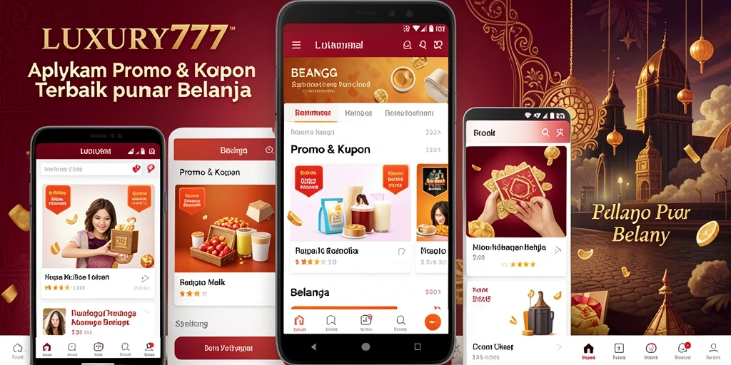 Antarmuka LUXURY777 menampilkan berbagai promo dan kupon menarik.