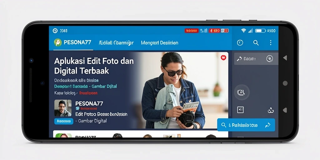 Tampilan antarmuka aplikasi PESONA77 untuk editing gambar digital.