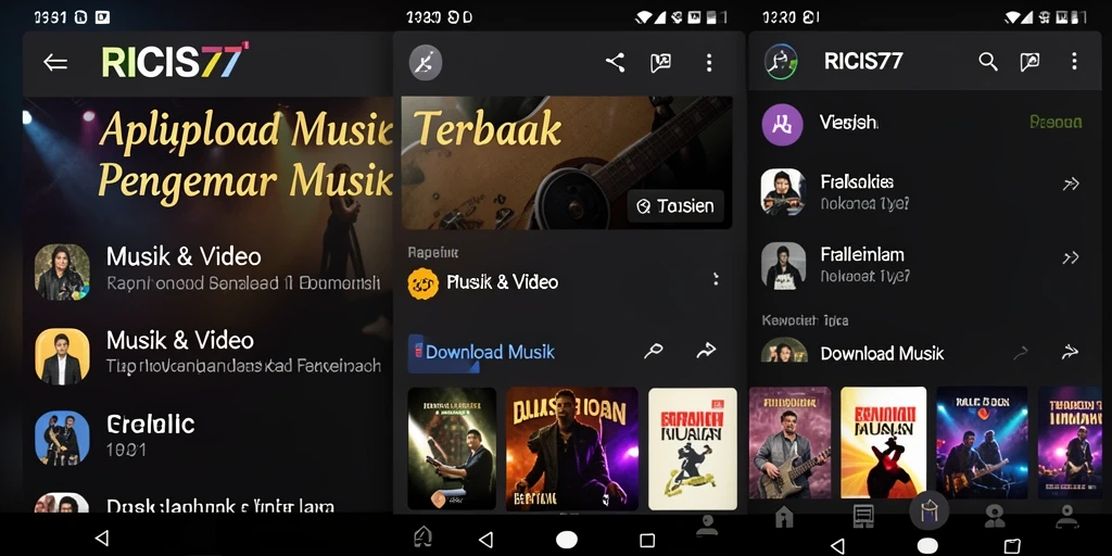 Antarmuka pengguna RICIS77 dengan fitur Download Musik yang menarik.