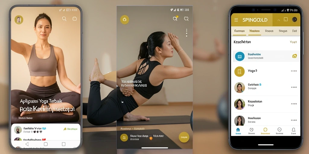 Tampilan antarmuka SPINGOLD yang intuitif dan menarik saat latihan Yoga.