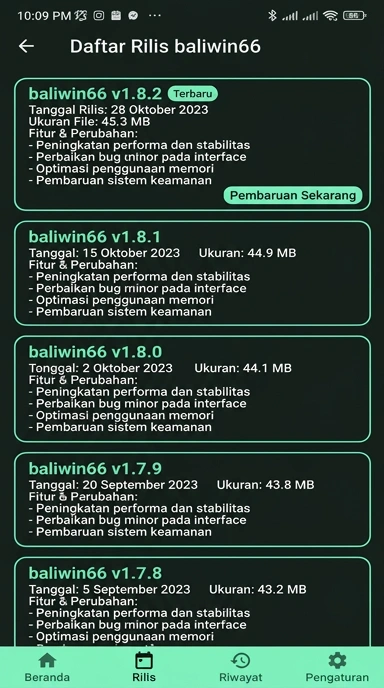 Riwayat versi baliwin66 untuk pengguna Android